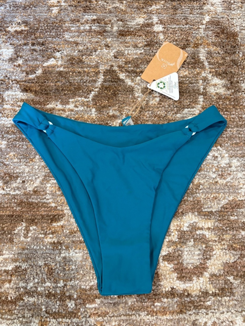 Berlook Teal V-Front High-Cut Bikini Bottom Size M